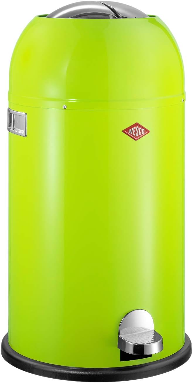 Wesco 184 631 Kickmaster Abfallsammler 33 Liter lemongrün 37.5 x 37.5 x 69cm (L/B/H), Edelstahl, Lem