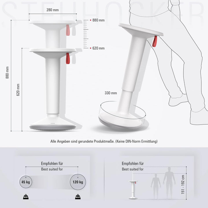 Interstuhl UPis1 Stehhocker - ergonomisch & höhenverstellbar - Hocker mit rutschhemmender Standfläch