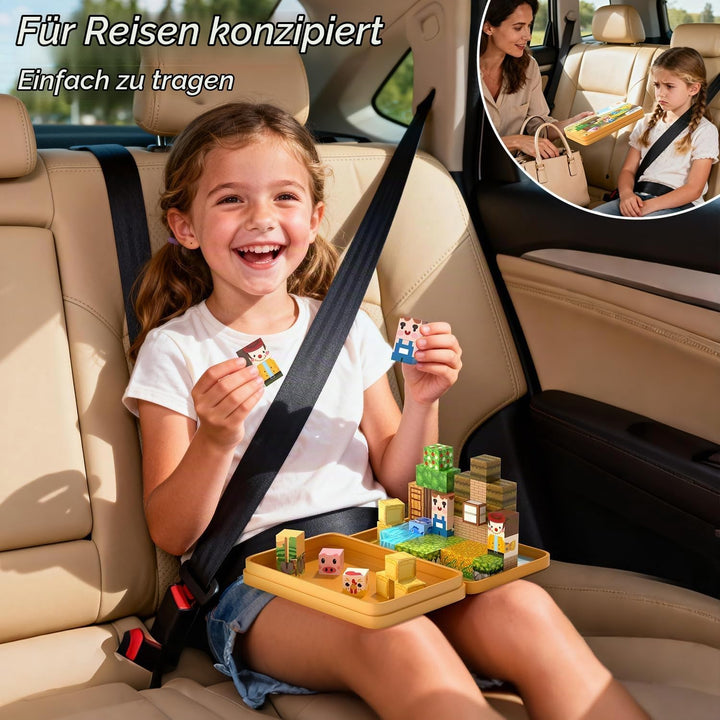 Magnetische Bausteine, Mini Magnet Bausteine mit Tragbaren Box 54 PCS, Travel Set für Kinder Jungen