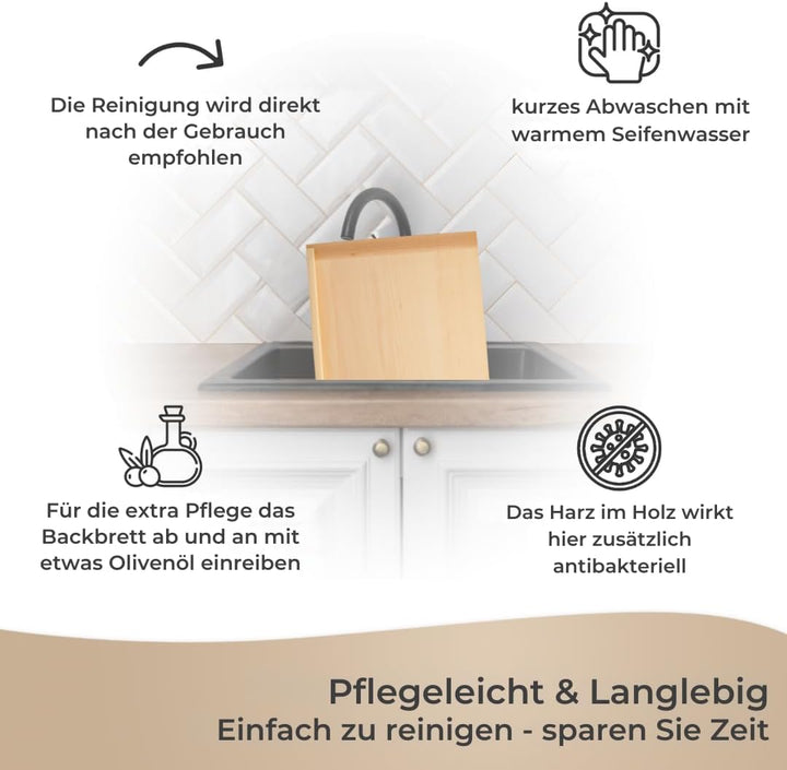 Made in EU Topanbieter999 Backbrett Lindenholz 60x40 cm - Vielseitiges Schneide- und Arbeitsbrett fü