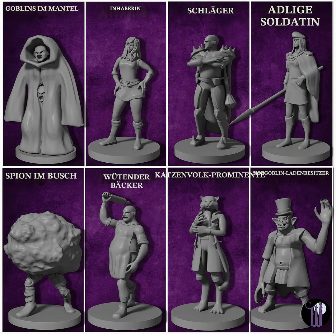 29 Heroische Stadtbewohner Fantasy Miniaturen für D&D - Dungeons and Dragons Starterset - Unlackiert