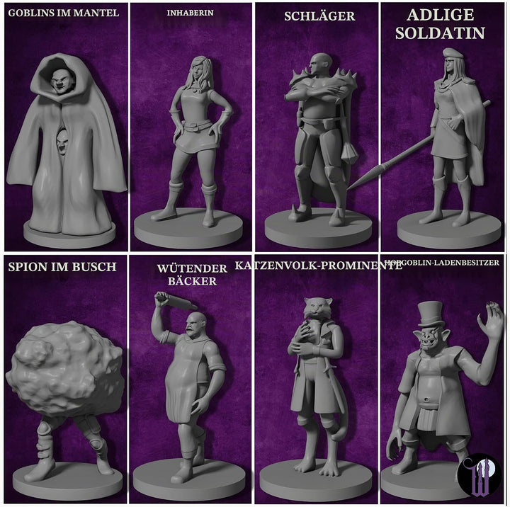 29 Heroische Stadtbewohner Fantasy Miniaturen für D&D - Dungeons and Dragons Starterset - Unlackiert