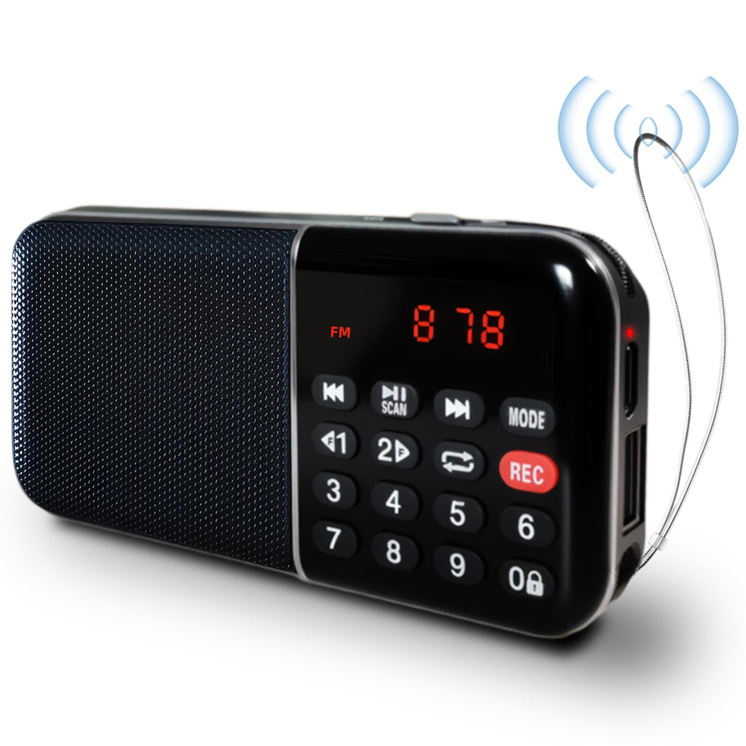 Kleines Digitalradio, Mini FM Radio mit Autosuche, eingebauter wiederaufladbarer Akku und MP3-Wieder