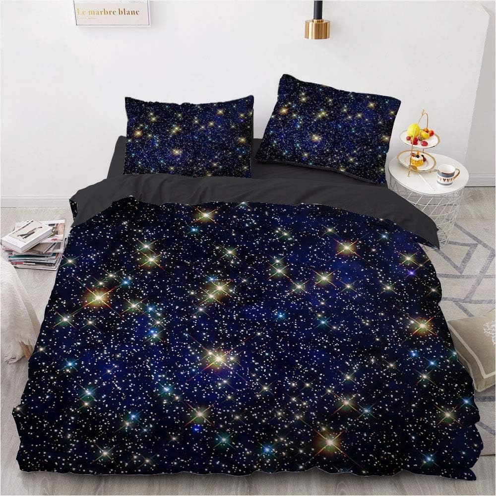 Luowei Bettwäsche 135x200cm 3D Galaxis Sternenhimmel Motiv Bettbezug Set Mikrofaser Kinder Jungen De
