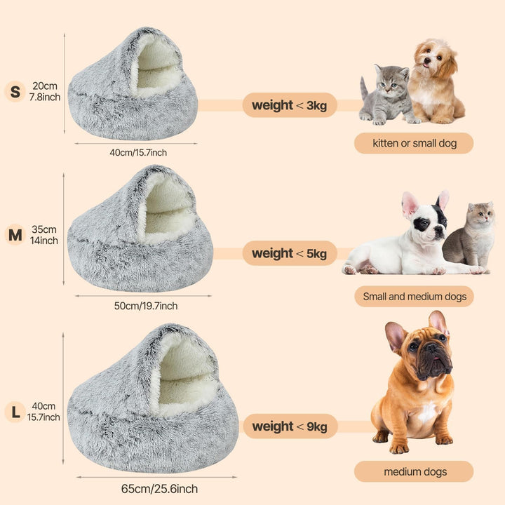 YUDANSI Katzenbett, 40cm Überdachtes Hundebett Katzenhöhlenbett Donut für Kätzchen welpen, Plüsch Ku
