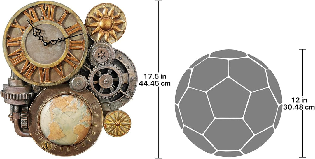 Design Toscano Skulpturale Wanduhr, Masse: 5 x 15 x 44,5 cm, Wanduhr