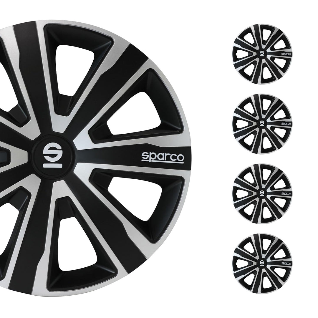 Sparco Radzierblenden Palermo - 14-Zoll - Silber/Schwarz - Satz mit 4 Stück