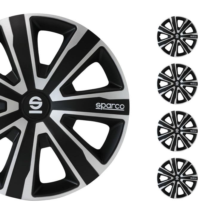 Sparco Radzierblenden Palermo - 14-Zoll - Silber/Schwarz - Satz mit 4 Stück