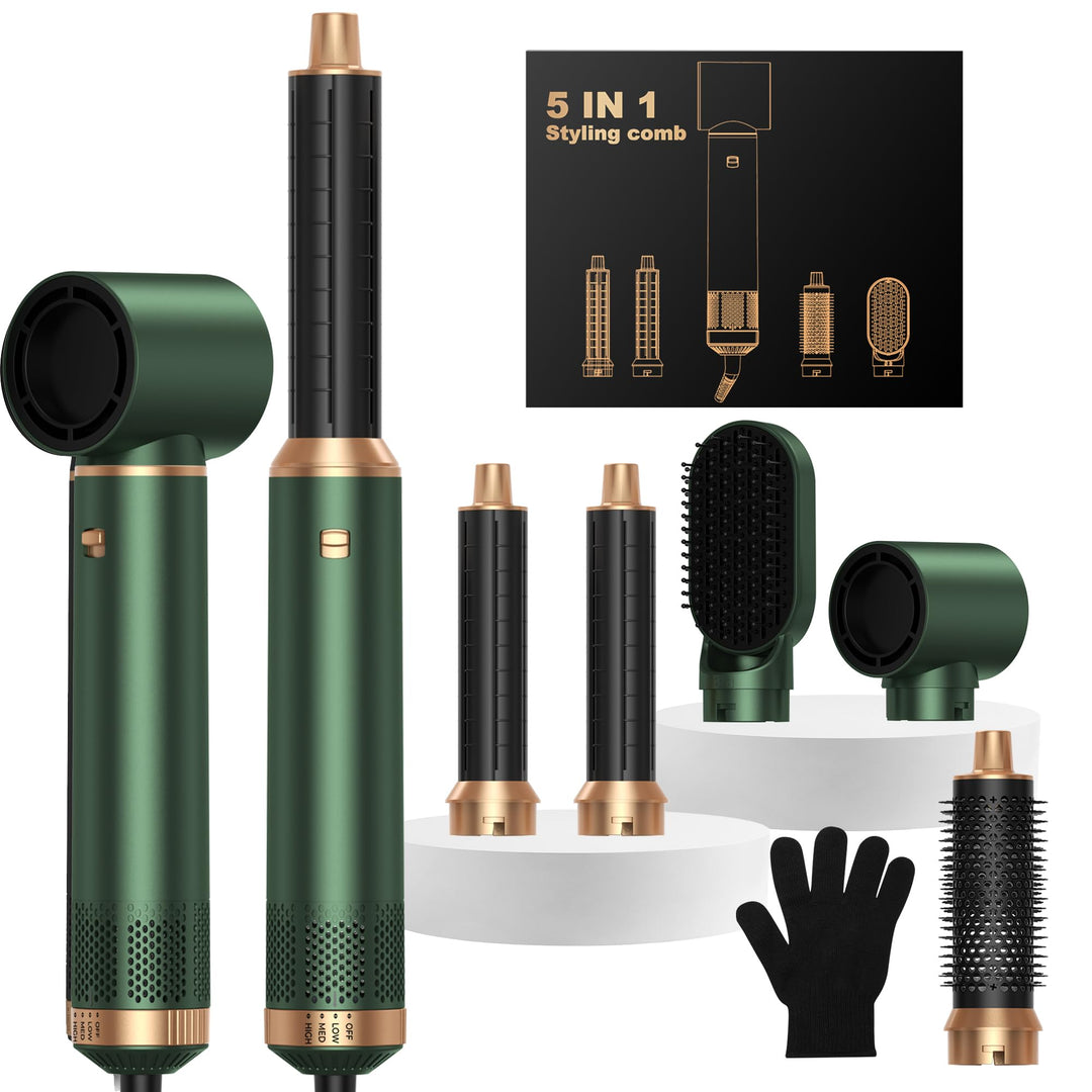 UKLISS Hair Styler Set Hairstyler 5 in 1 Haarstyler, Airstyler Air Curlers Föhn 5 in 1 Mit Rundbürst