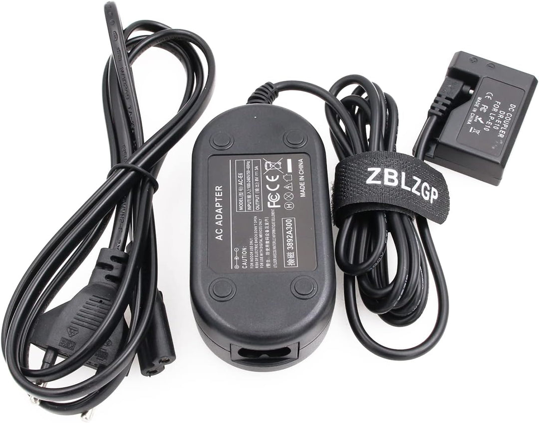 ZBLZGP LP-E10 Dummy Akku AC Adapter für Canon EOS Rebel T3 T5 T6 1100D 1100DKISB 1200D 1300D