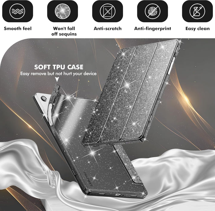 INFILAND Hülle für Samsung Galaxy Tab A11+/A9+11 Zoll (2023/2025),Glitzernde Schutzhülle mit funkeln