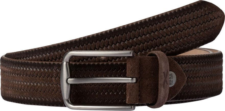 BRAX Herren Haka Gürtel Ledergürtel - Fischgrat Geprägt Gürtel 100 Brown, 100 Brown