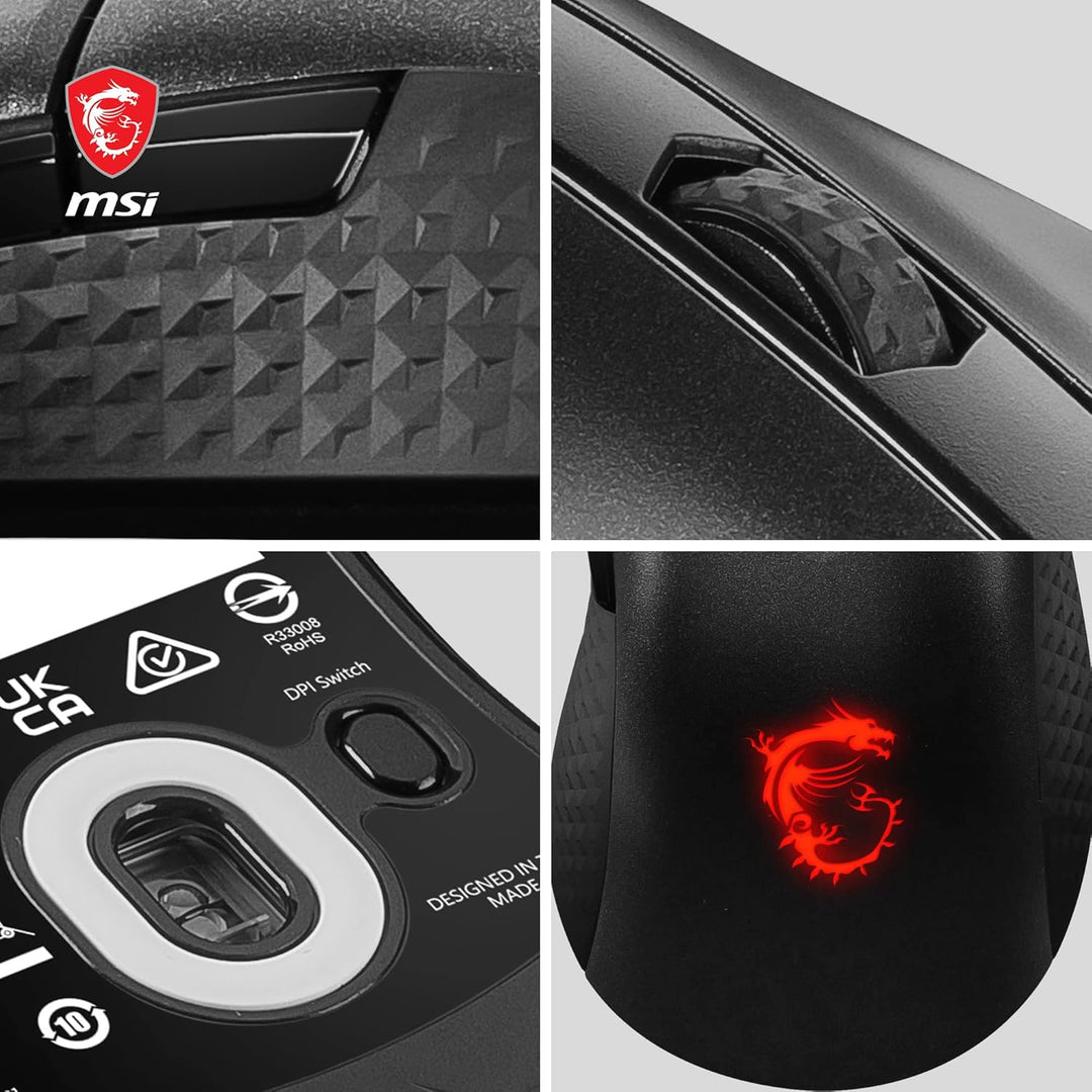 MSI Clutch GM31 Lightweight Gaming Maus - 12.000 DPI Optischer Sensor, Rechtshänder, 60M+ Click OMRO