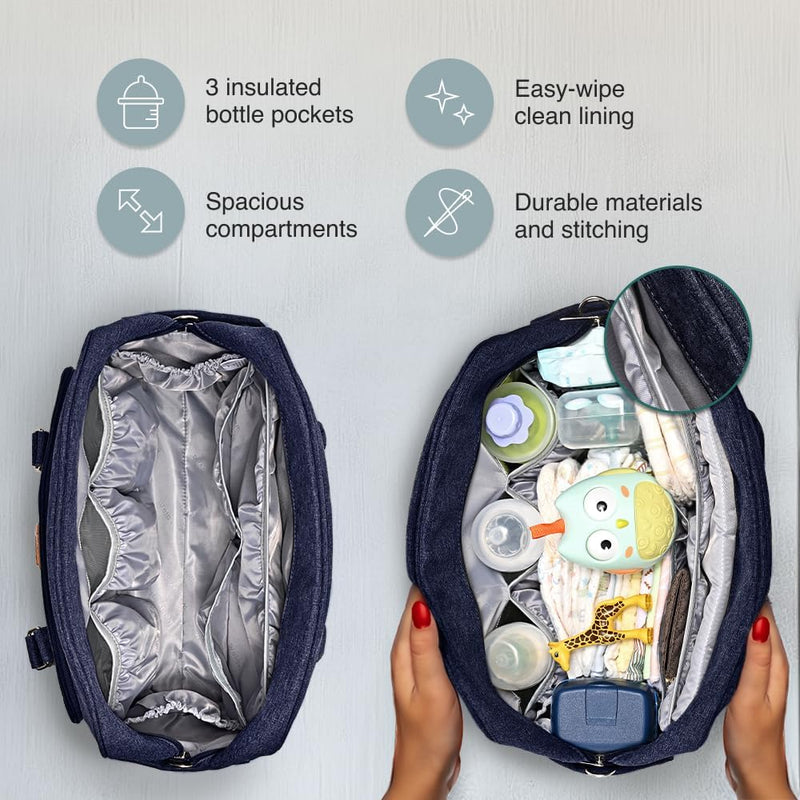 WELAVILA Wickeltasche, Wickeltaschen für Mama und Papa, mit Wickelauflage und isolierten Taschen Bla