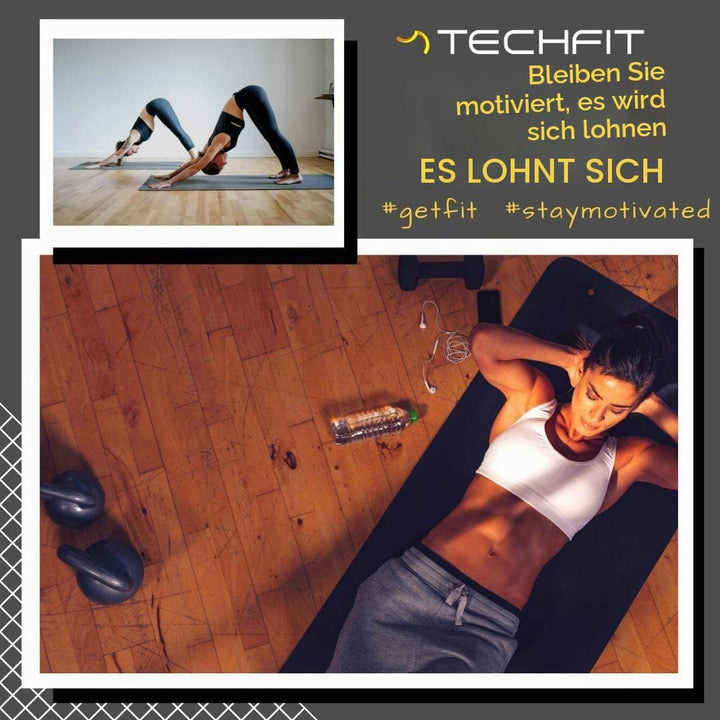 TechFit Yogamatte Rutschfest für das Fitnessstudio zu Hause - Pilates Matte für das Heimtraining, Yo