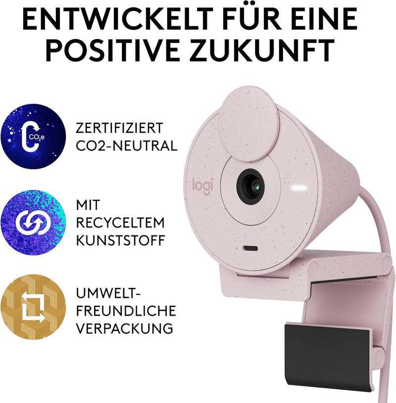 Logitech Brio 300 Full HD-Webcam mit Sichtschutz, Mikrofon mit Rauschunterdrückung, USB-C, Zertifizi