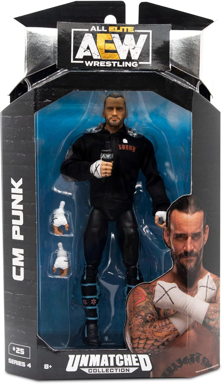 AEW All Elite Wrestling Unmatched Series 4 cm Punk - 6-Inch cm Punk Figure with Accessories Modern,