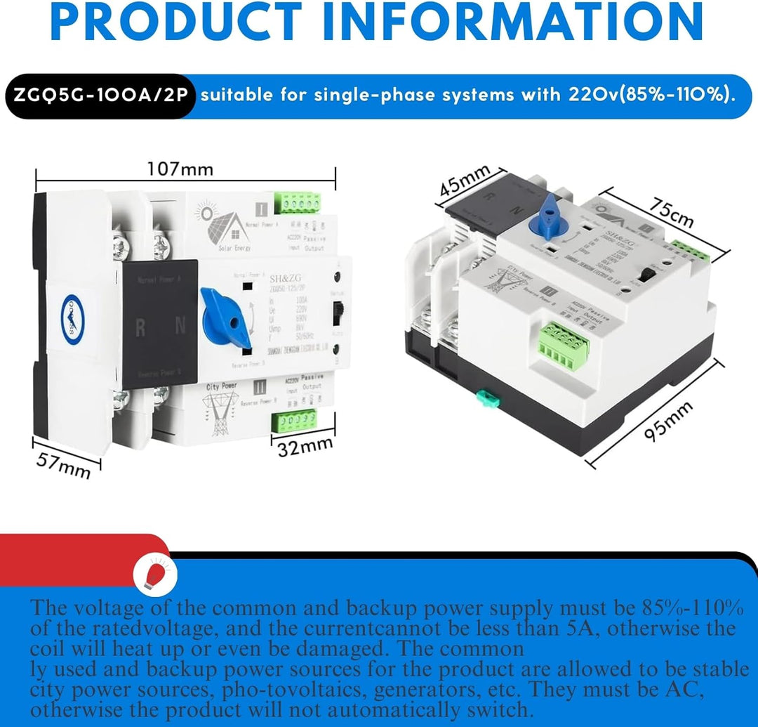 Jadeshay Transferschalter, Automatischer Umschalter Photovoltaik Dual Power Automatischer Umschalter
