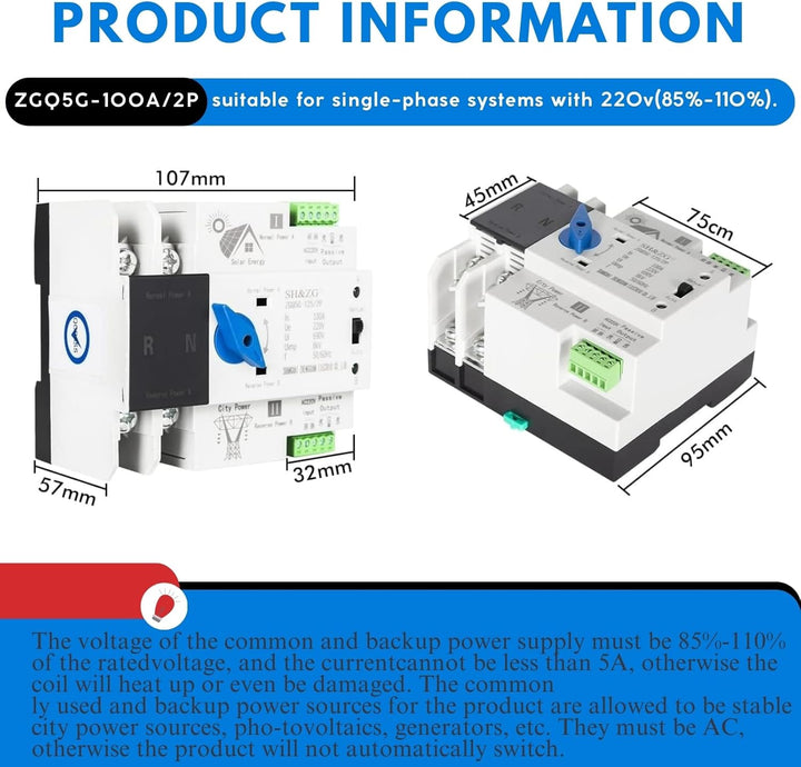 Jadeshay Transferschalter, Automatischer Umschalter Photovoltaik Dual Power Automatischer Umschalter