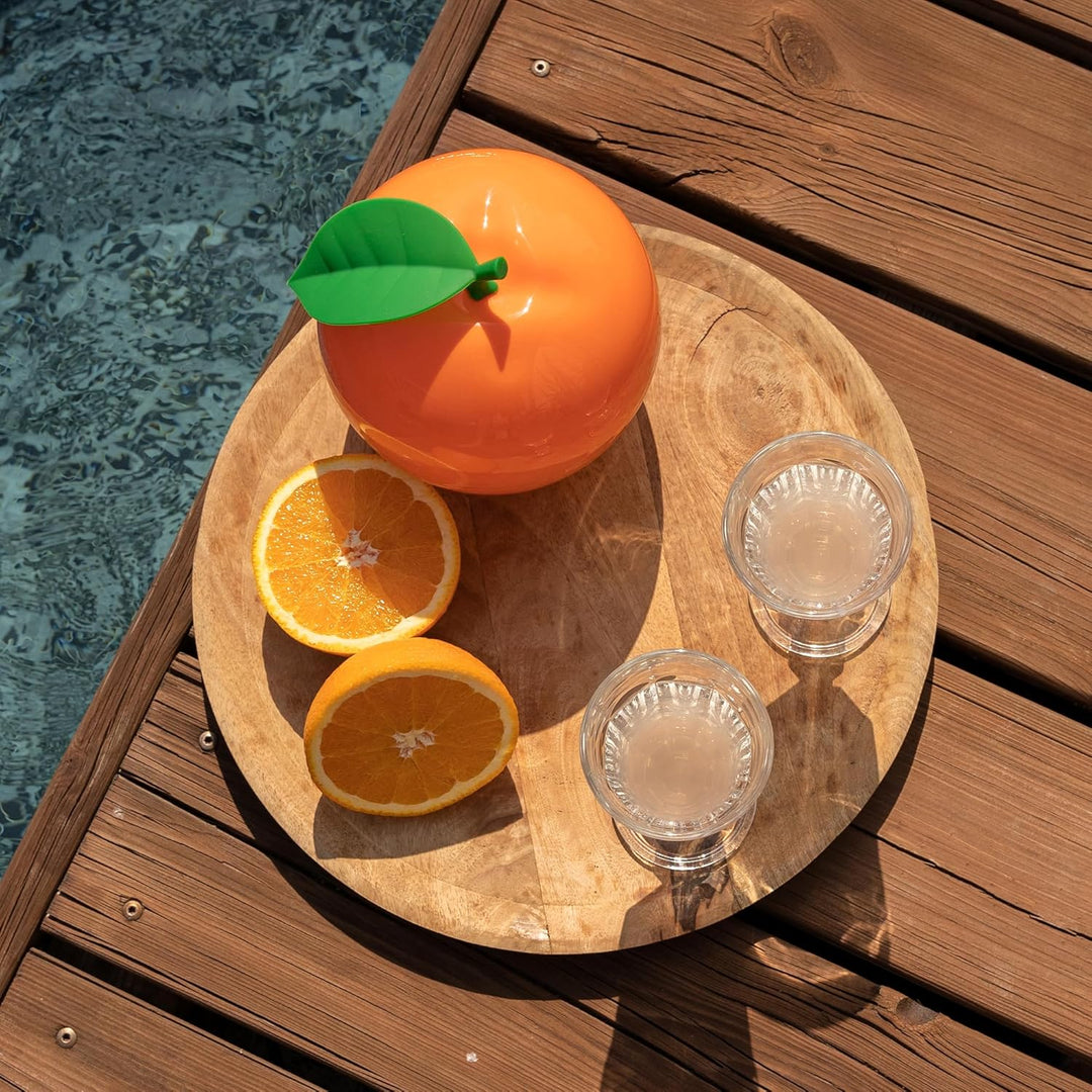 CÉCOA Eiskübel Orange Doppelwandig mit Zange und Deckel Luftdicht Ideal für Vorspeisen, Getränke und