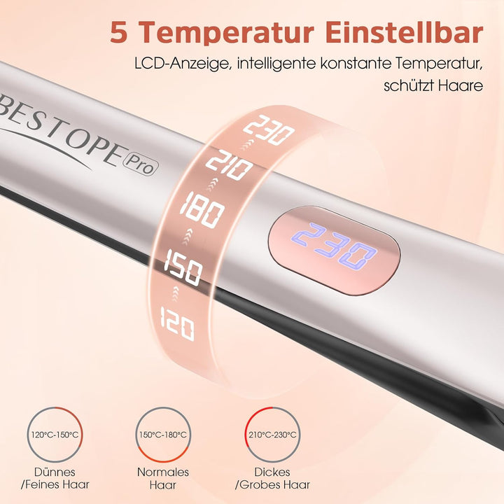 Glätteisen Locken und Glätten - Professional Ionen Haarglätter Weniger Frizz &amp; Statische Aufladung,