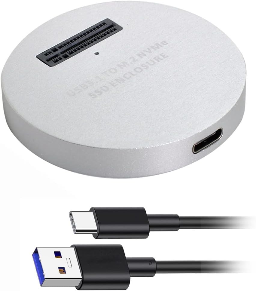 Cablecc USB 3.1 USB-C zu NVME M-Key M.2 NGFF SSD Externer PCBA-Konveteradapter Vertikaler Typ Silber