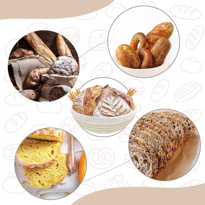 Gärkörbchen, Gärkorb für Reben, Handgemacht Rattan Brotkorb mit Leineneinlage, Brot Backen Zubehör,