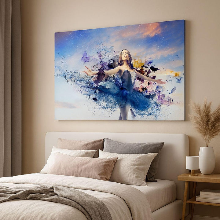 Bilder auf Leinwand 100x70cm Leinwandbild Ballerina Tänzer Tüll Kleid Gross Wanddeko Bild Schlafzimm