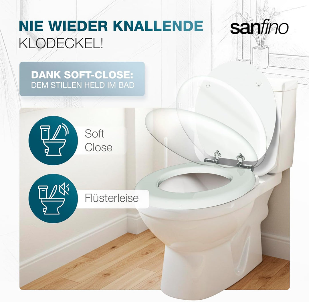 Premium WC Sitz mit Absenkautomatik – hochwertige Toilettendeckel aus Holz, viele bunte Motive, hohe