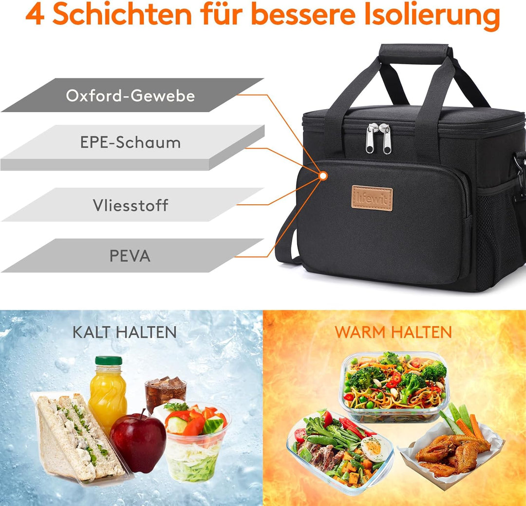 Lifewit Grosse Mittagstasche 12-Dosen (8.5L) Isolierte Lunchbox Weiche Kühlbox Kühltasche für Erwach