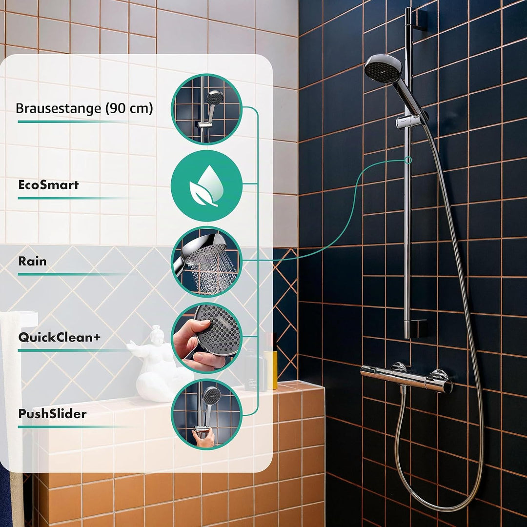 hansgrohe Activera S - Duschset mit Duschkopf wassersparend (EcoSmart, 1 Strahlart), Duschschlauch (