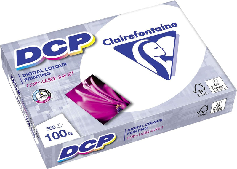 Clairefontaine Druckerpapier DCP in satiniertem Weiss / 5 x 500 Blatt in DIN A4 mit 100 Gramm / Prem