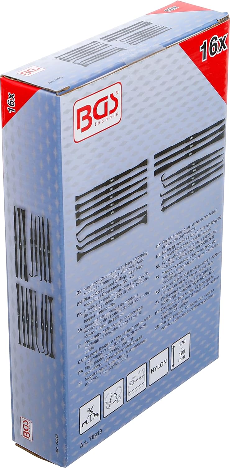 BGS 70919 | Kunststoff-Schaber und O-Ring/Dichtring Montage- / Demontage-Werkzeug-Satz | 16-TLG., 16