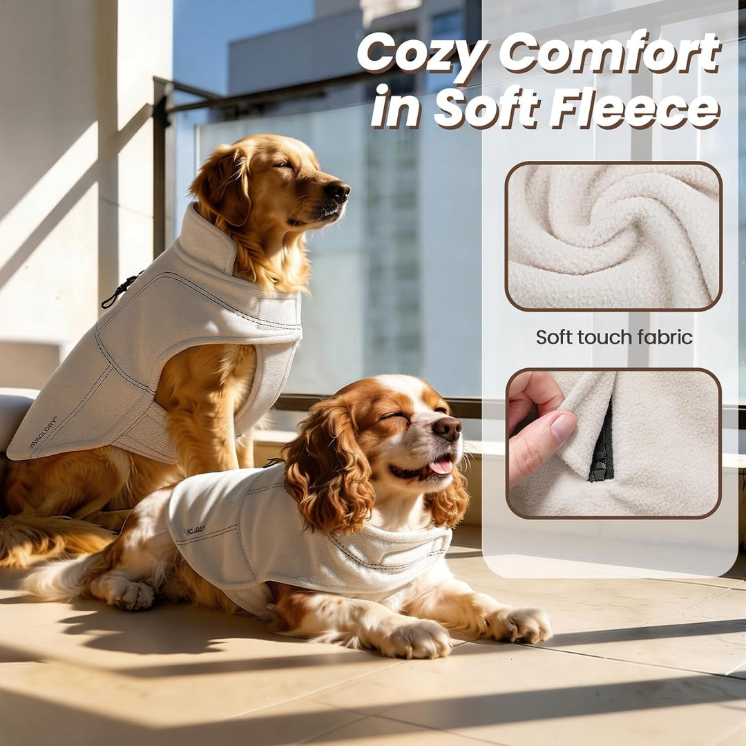 VIVAGLORY Softpad Wintermantel Hund, Hundemantel Fleecemantel Hund, Fleecejacke mit Bauchschutz, Fle