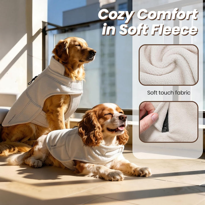 VIVAGLORY Softpad Wintermantel Hund, Hundemantel Fleecemantel Hund, Fleecejacke mit Bauchschutz, Fle