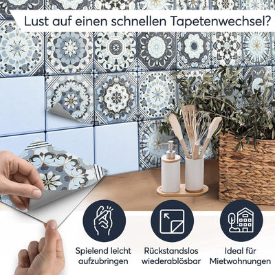 30 Stück Folie Klebefliesen 20x20 cm für Küche und Bad - Fliesenfolie, Fliesenfaufkleber - selbstkle