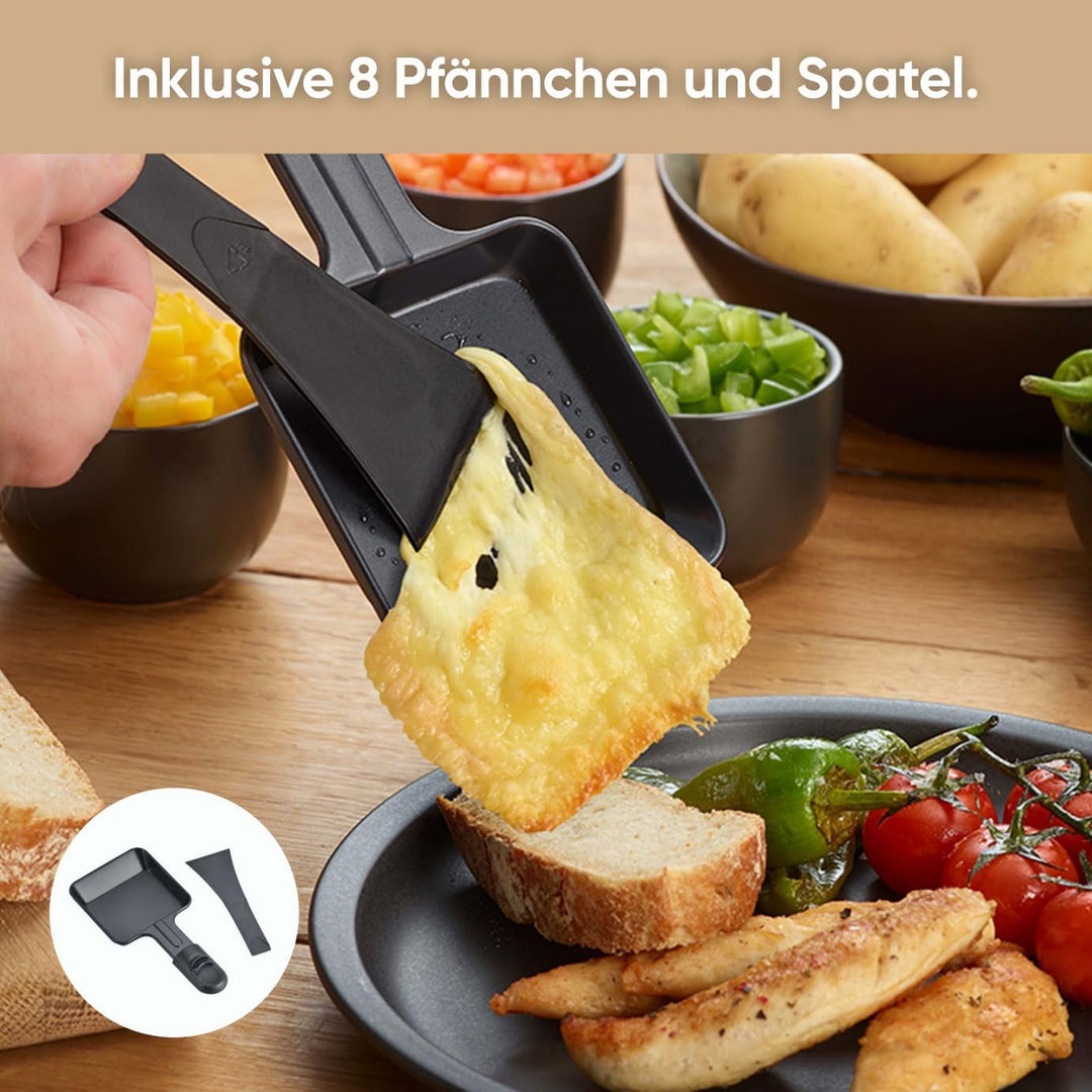 SEVERIN Raclette-Grill, Raclette mit grosser Grillplatte, Keramik- & Antihaftbeschichtung, 8 Raclett