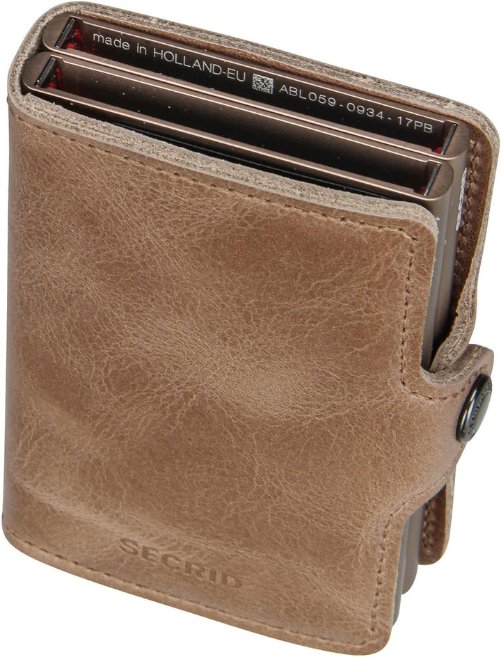 Bric's Doppelbrieftasche aus Leder in Vintage-Optik Taupe, Taupe