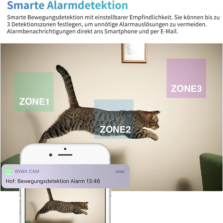 WIWACAM Mini Kamera WLAN, 2600mAh Akku, 4K Ultra HD Kleine Überwachungskamera Innen mit APP, WiFi Üb