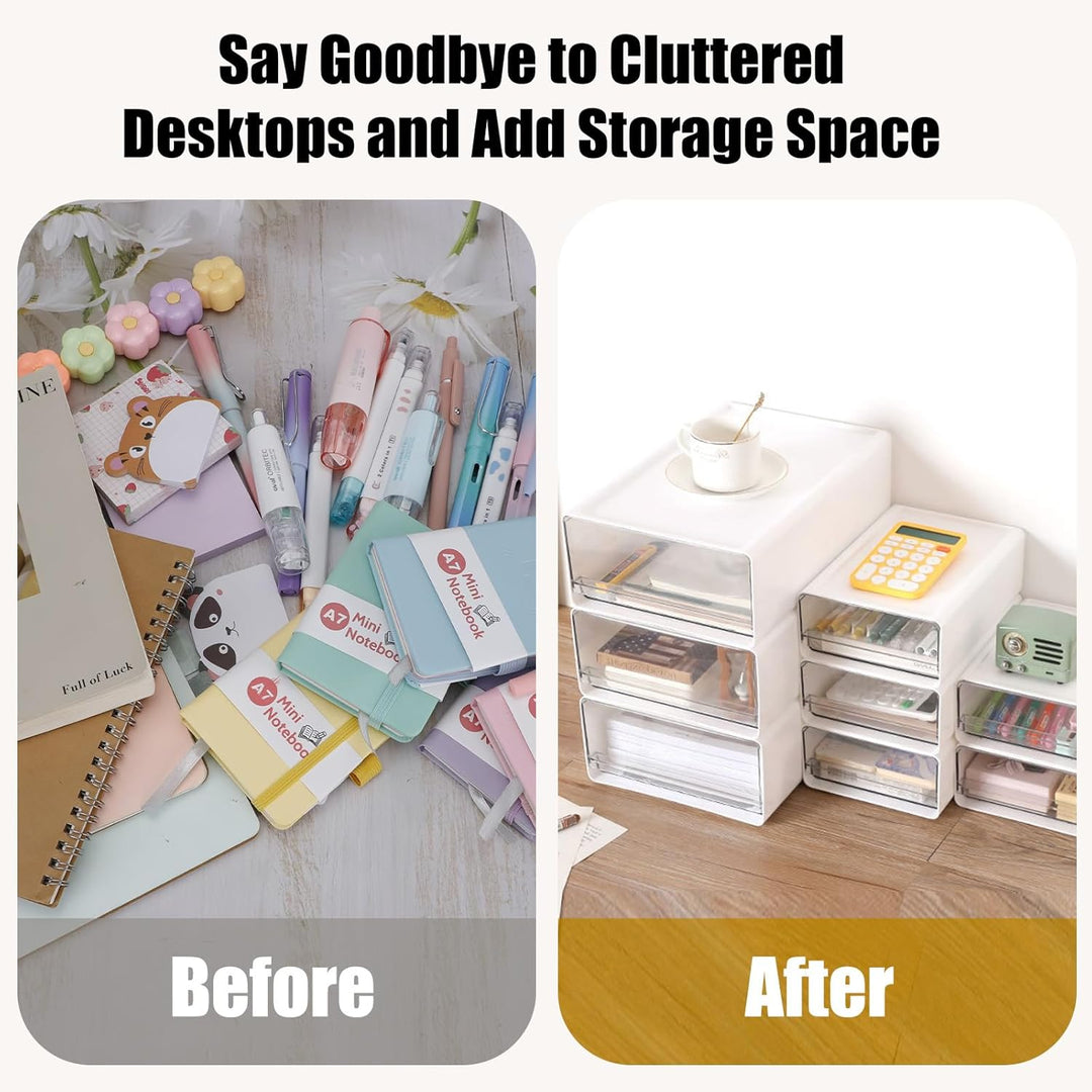 4Tier Stapelbarer Schreibtisch-Organisator mit Schubladen, Plastic Storage Drawer Units Compact Desk