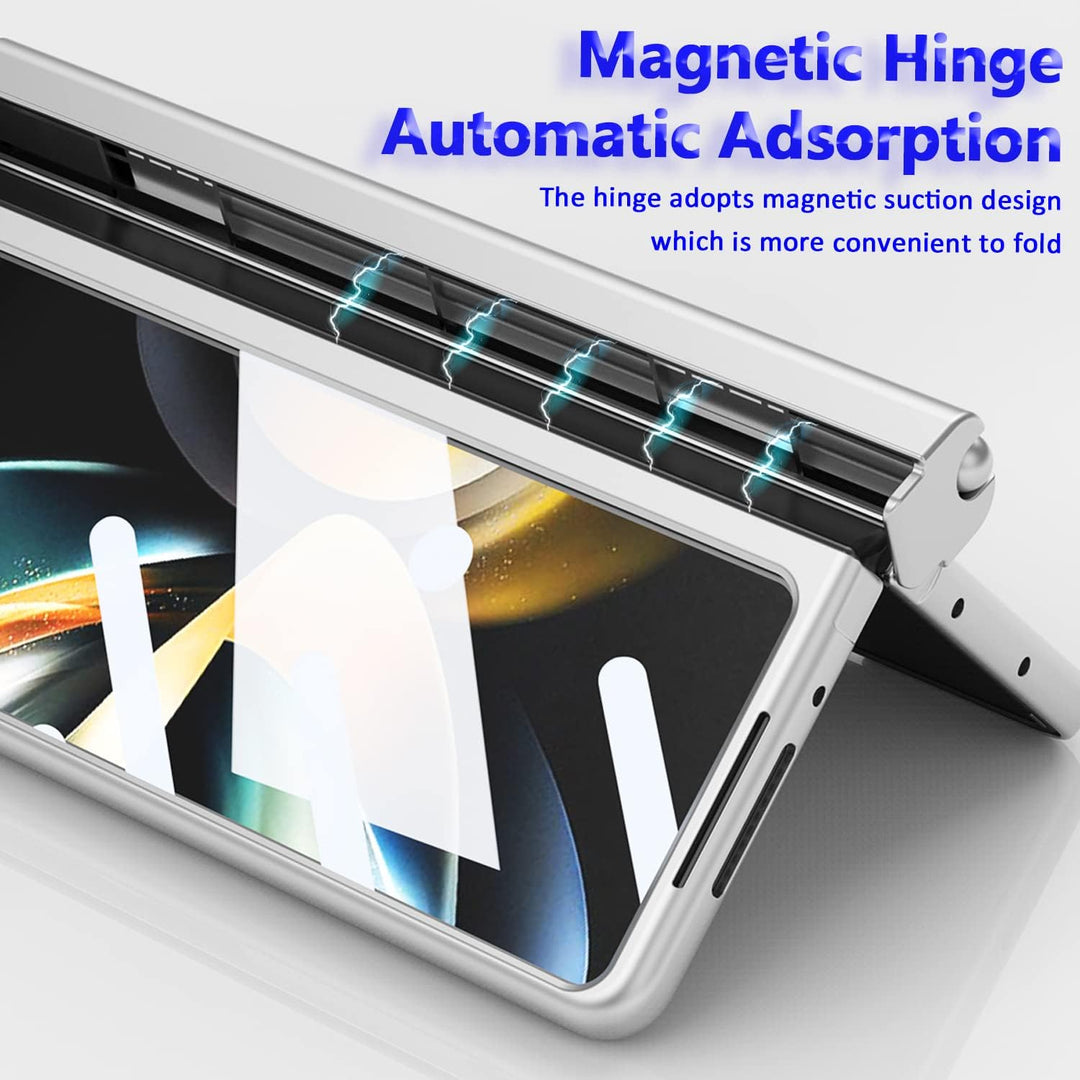 Miimall Kompatibel mit Samsung Galaxy Z Fold 4 Hülle mit S Pen+Displayschutz+Kameraschutz, [Scharnie