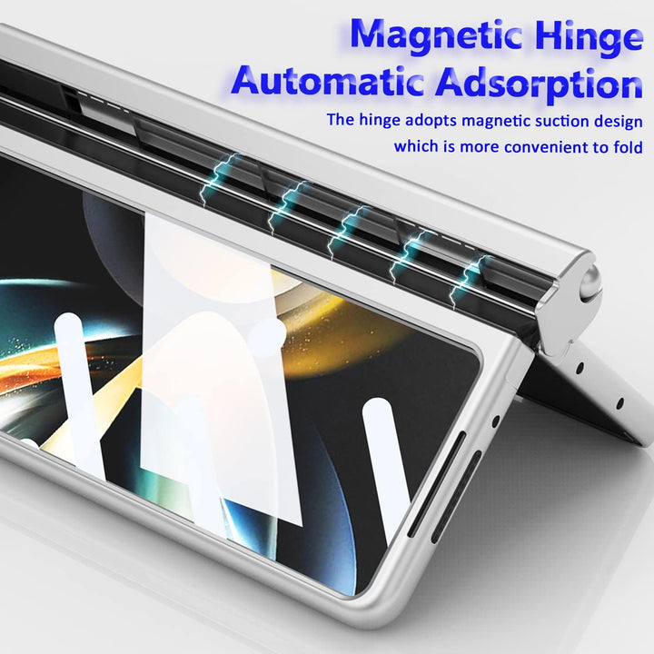 Miimall Kompatibel mit Samsung Galaxy Z Fold 4 Hülle mit S Pen+Displayschutz+Kameraschutz, [Scharnie