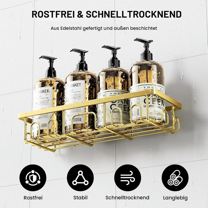 3 Stück Duschablage Ohne Bohren Edelstahl, Badezimmer Organizer Regal Zubehör, Seifen Zahnbürstenhal