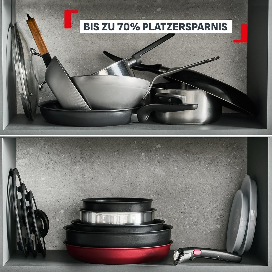 Tefal Ingenio Comfort Max 8-tlg. Kochgeschirr-Set, Titanium Antihaftversiegelung, stapelbar, platzsp