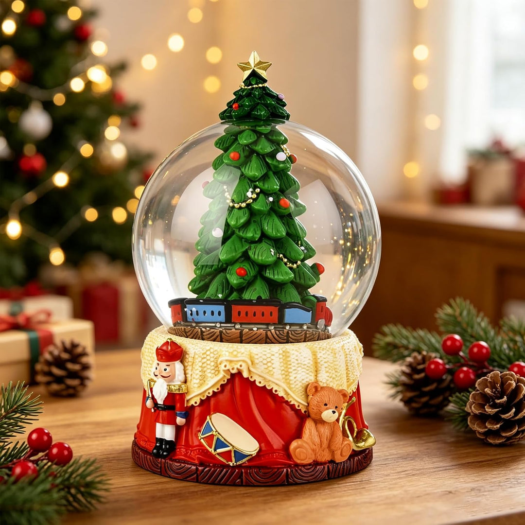 Weihnachtsbaum Schneekugel mit Schneeflocken 13 cm Weihnachtsschmuck