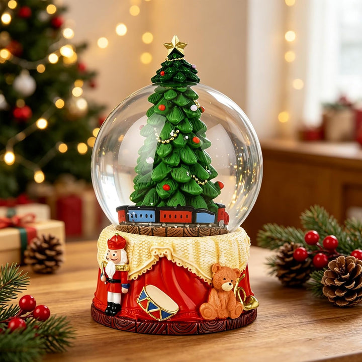 Weihnachtsbaum Schneekugel mit Schneeflocken 13 cm Weihnachtsschmuck