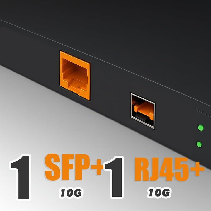 Elfcam® - 10Gb Konverter Fiber Ethernet mit 1x RJ45 10Gb Port auf 1x 10Gb SFP+ Port, 10GbE LWL Medie