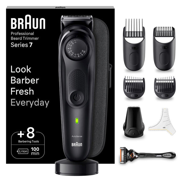 Braun Barttrimmer, Bartschneider/Trimmer/Haarschneider Herren, Haarschneidemaschine Profi, 40 Einste