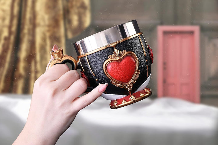Nemesis Now Pinkys Up Queen of Hearts Becher, 11 cm, Kunstharz, Schwarz