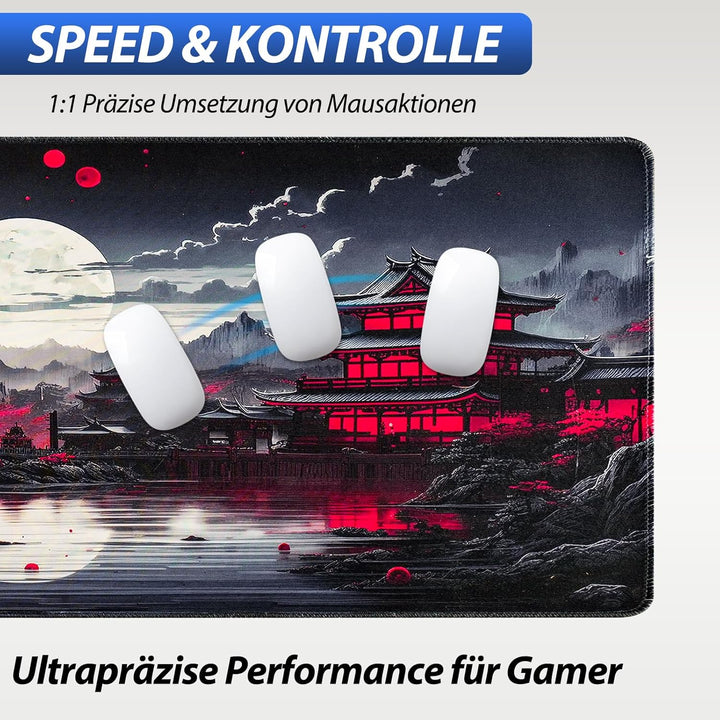 Niviy XXL Gaming Mauspad 1200 x 600mm,Japanische Schwarz Anime Mousepad,Grosse Speed rutschfeste Sch